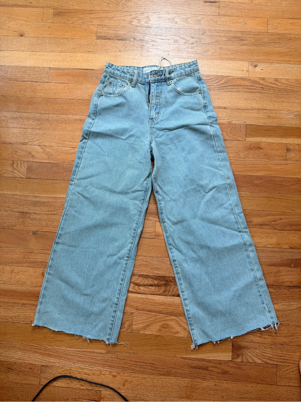 Petal & Pup Light Blue Wide-Leg Frayed Hem Jeans